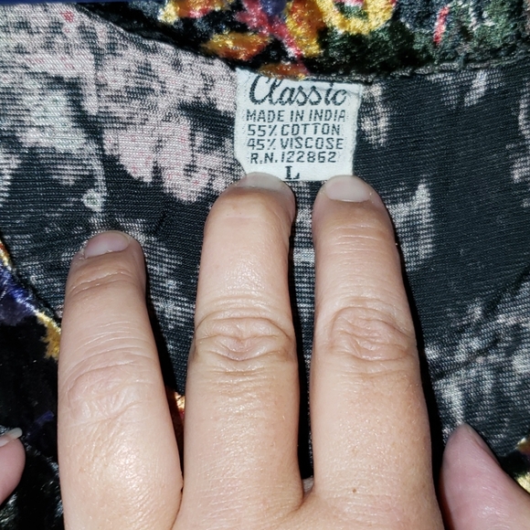 90's Vintage VELOUR FLOWER HIPPIE DRESS - Picture 4 of 6